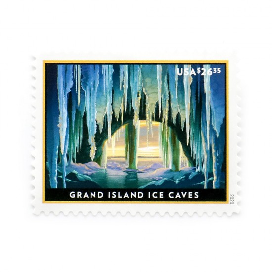 2020 US Grand Island Ice Caves Express Mail Pane of Four Stamps