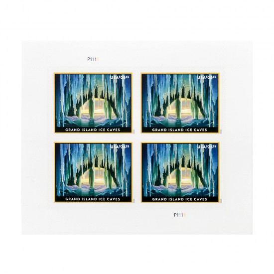 2020 US Grand Island Ice Caves Express Mail Pane of Four Stamps