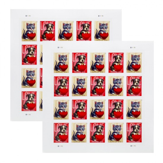 2023 First-Class Forever Stamps - Love: Kitten & Puppy